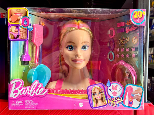 Barbie Deluxe Styling Head with Color Reveal Accessories and Blonde Neon Rainbow Hair 12522