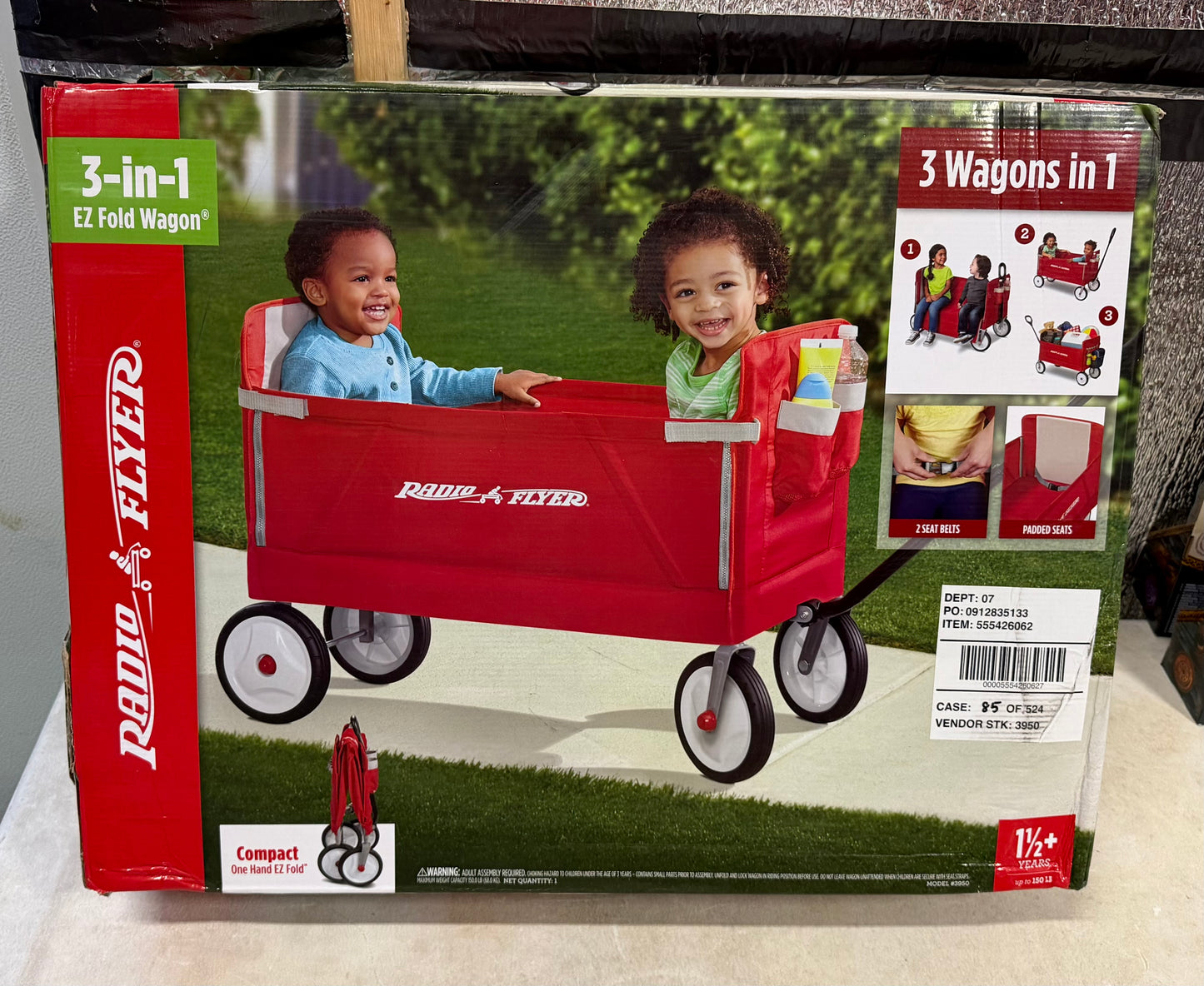 Radio Flyer 3-in-1 EZ Fold Red Wagon 11204