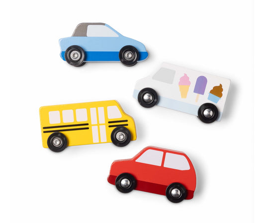 Melissa & Doug 4 Wooden Town Vehicles 50198