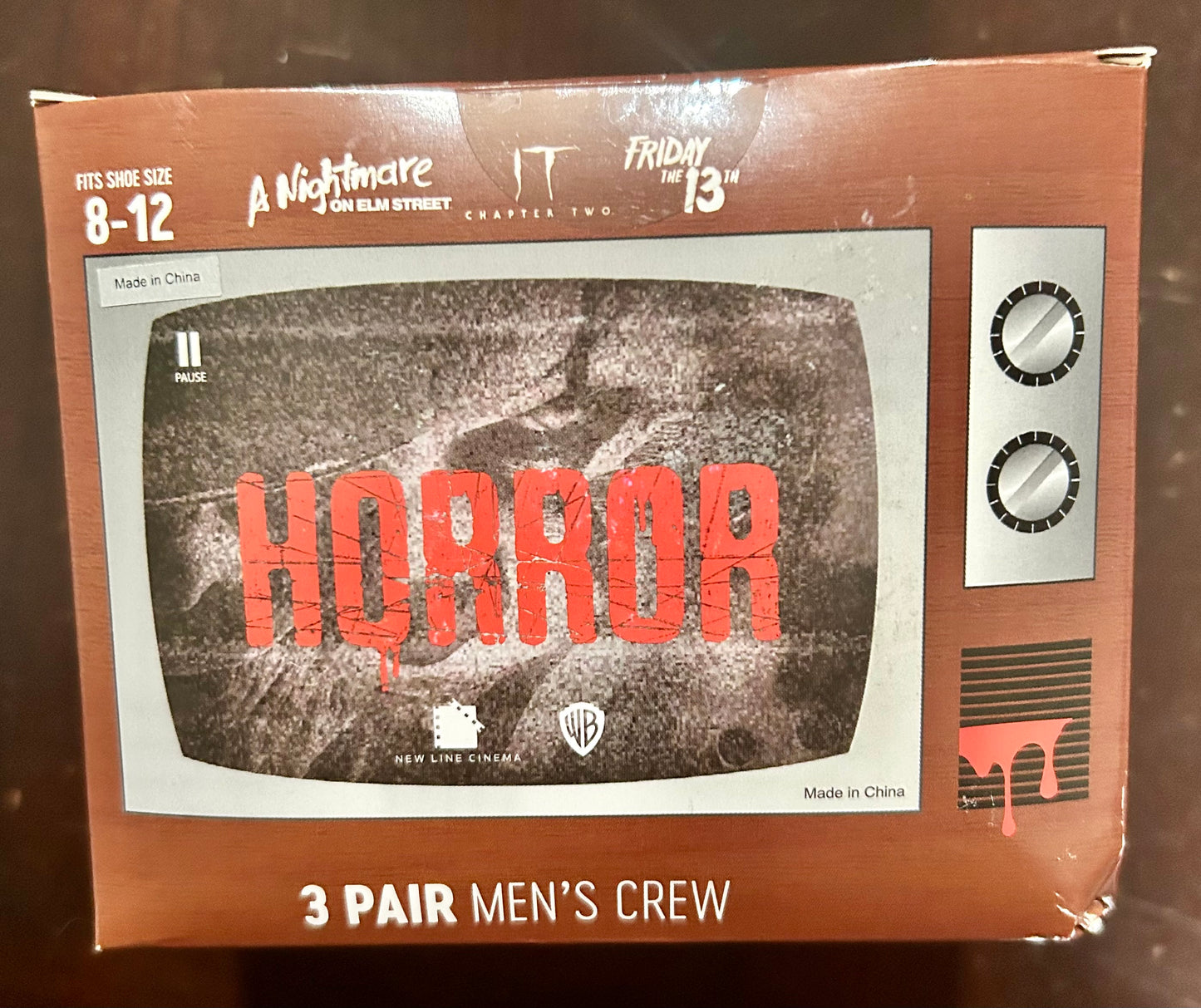 Horror 3-Pack Men’s Crew Socks Size 8-12