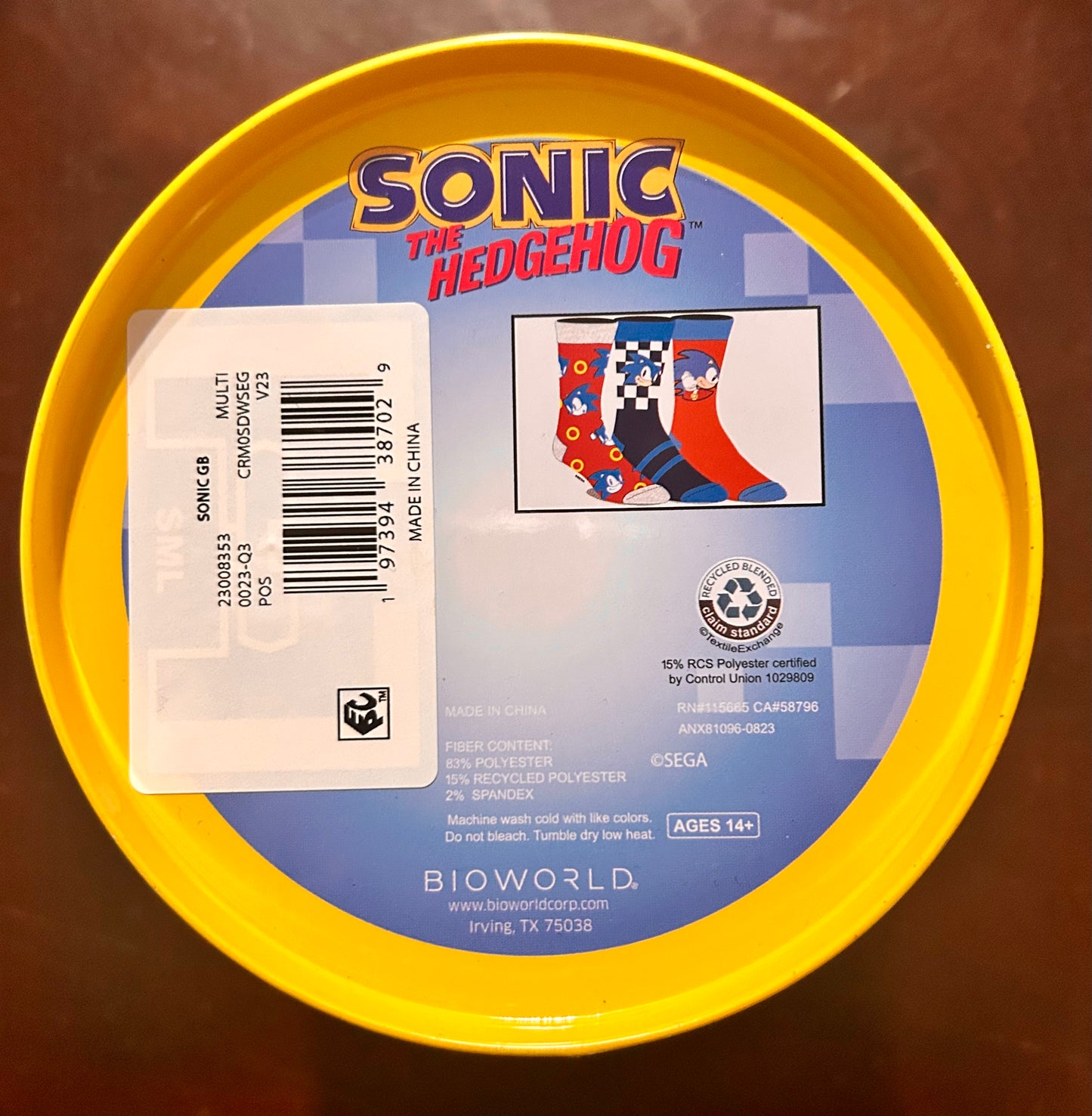 Sonic the Hedgehog 3-Pack Men’s Crew Socks Size 10-13