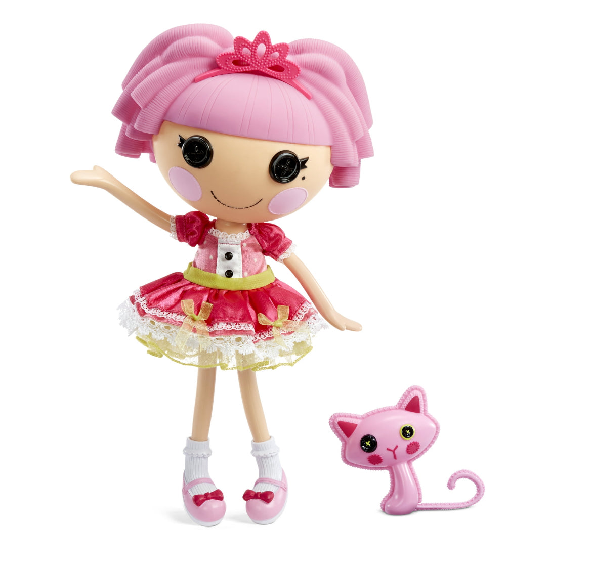 Lalaloopsy Doll Princess Jewel Sparkles with Pet Persian Cat Playset, 13" Doll with Changeable Pink Outfit and Shoes, in Reusable Play House Package