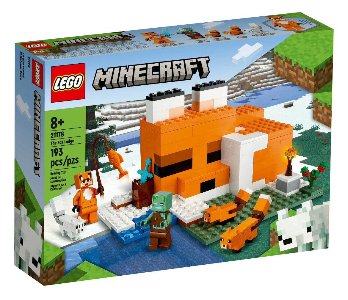 LEGO Minecraft The Fox Lodge House 21178 Animal Toys with Drowned Zombie