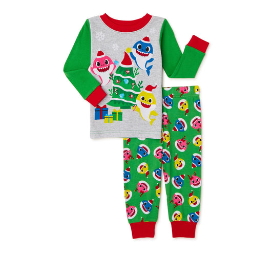Baby Shark Baby & Toddler Girls Holiday Sleepwear Set