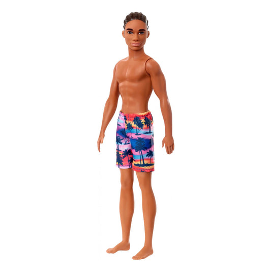 Barbie Ken Beach Doll with Brown Hair Wearing Tropical Print Swimsuit
