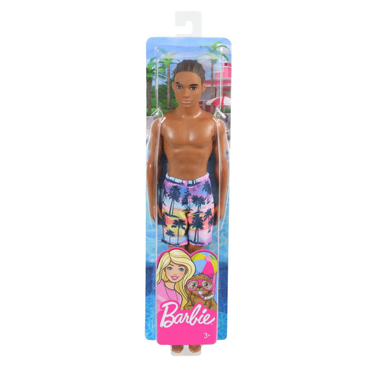 Barbie Ken Beach Doll with Brown Hair Wearing Tropical Print Swimsuit