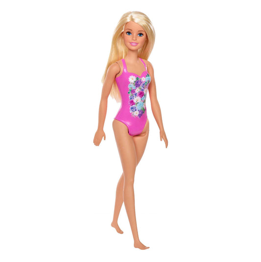 Barbie Beach Doll with Pink Graphic One-Piece Swimsuit