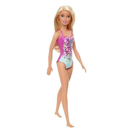 Barbie Swimsuit Beach Doll with Blonde Hair & Pink Floral Print Suit