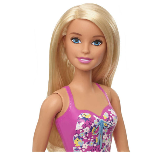 Barbie Swimsuit Beach Doll with Blonde Hair & Pink Floral Print Suit