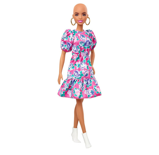 Barbie Fashionistas Doll #150 with No-Hair Look & Floral Dress