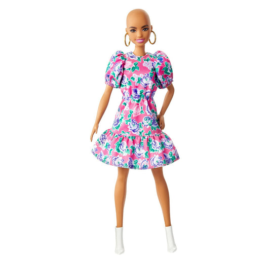 Barbie Fashionistas Doll #150 with No-Hair Look & Floral Dress