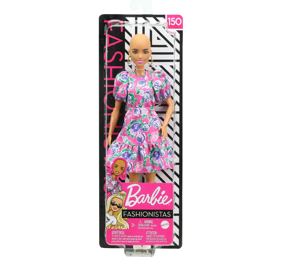 Barbie Fashionistas Doll #150 with No-Hair Look & Floral Dress
