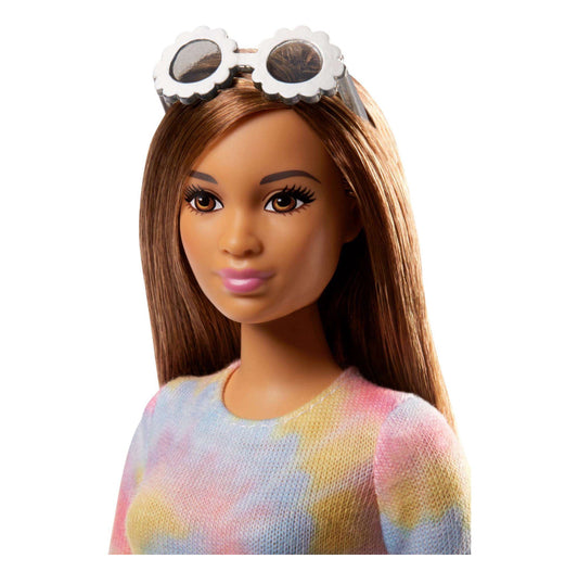 Barbie Fashionistas Doll #77 Curvy Body Type Wearing Tie Dye Dress
