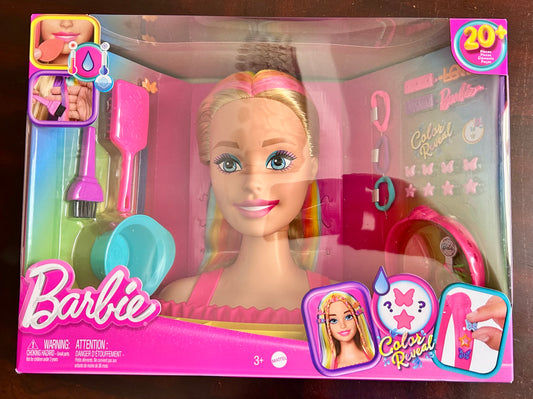 Barbie Deluxe Styling Head Color Reveal Blonde Neon Rainbow Hair 12522