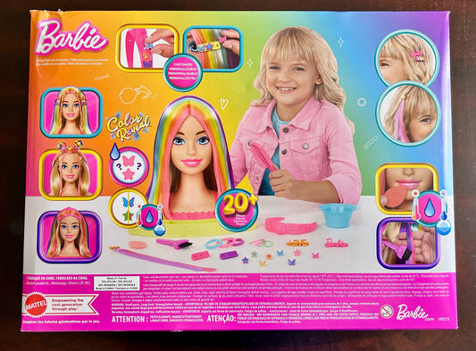 Barbie Deluxe Styling Head Color Reveal Blonde Neon Rainbow Hair 12522