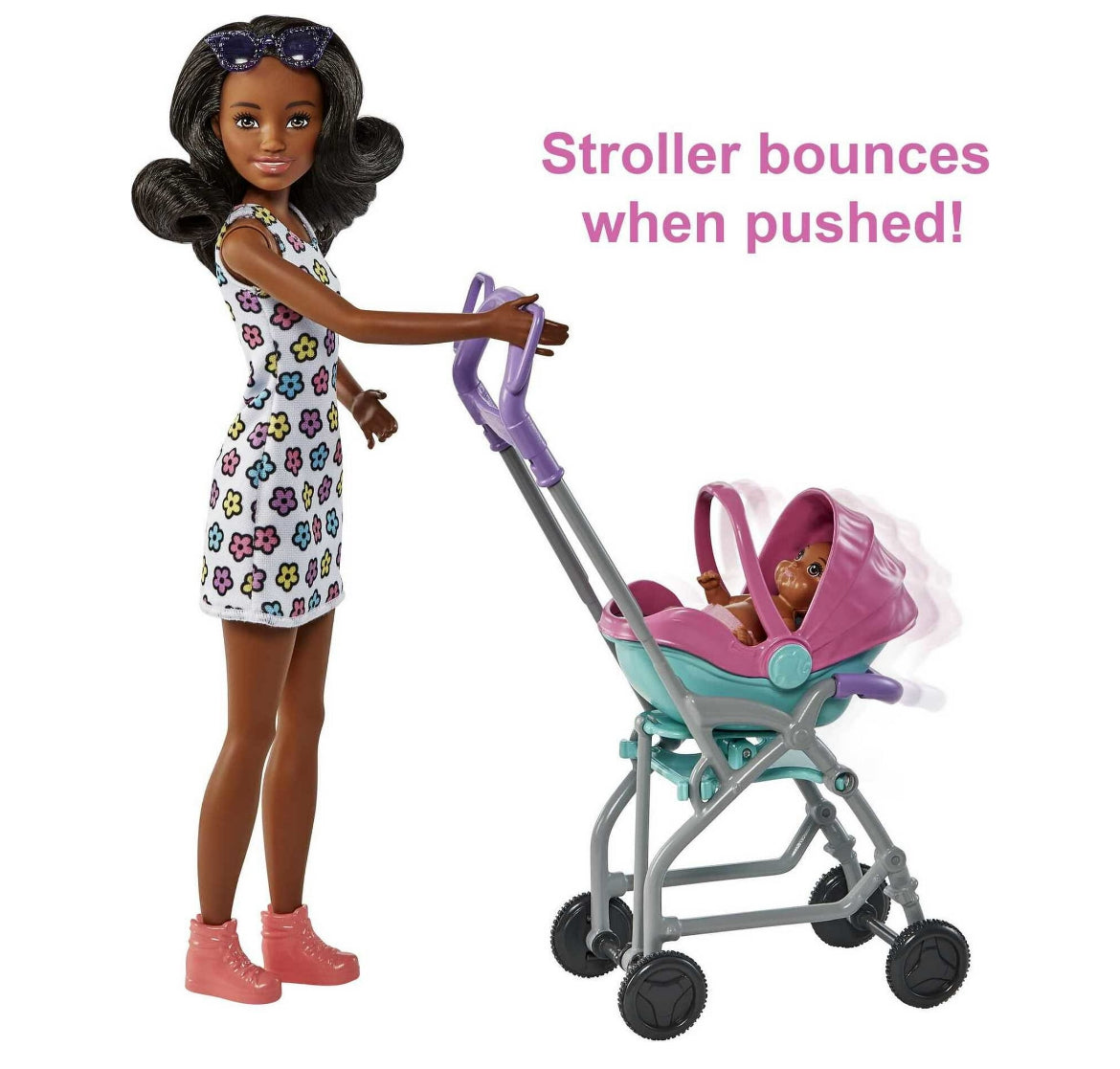 Barbie Skipper Babysitters Inc. Stroller Playset with Babysitter & Baby Dolls, Plus 5 Accessories