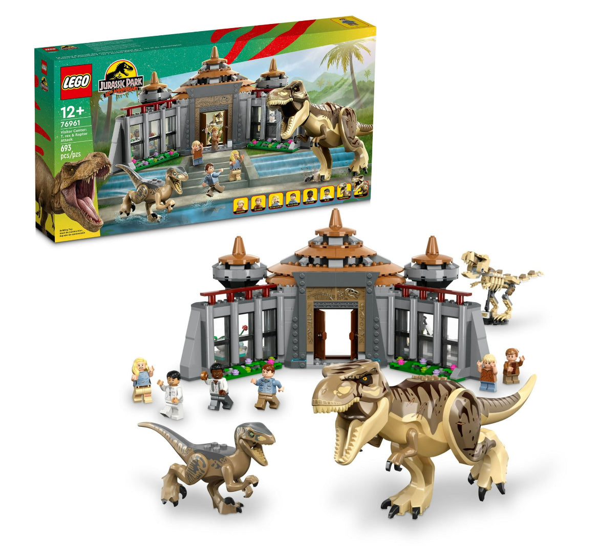 LEGO Jurassic Park Visitor Center: T. rex & Raptor Attack 76961 Buildable Dinosaur Toy