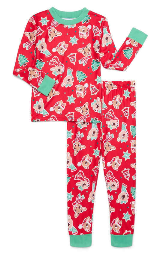 Rudolph the Red-Nosed Reindeer Toddler Christmas Snug Fit Top and Pants, 2-Piece Pajama Set