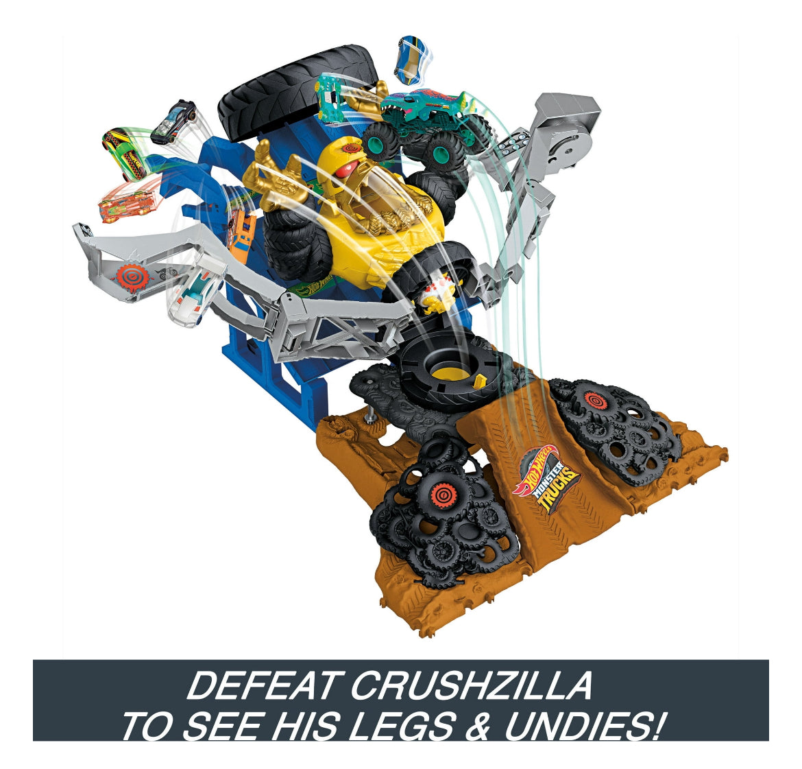 Hot Wheels Monster Trucks Arena Smashers Mega-Wrex vs. Crushzilla Takedown Playset