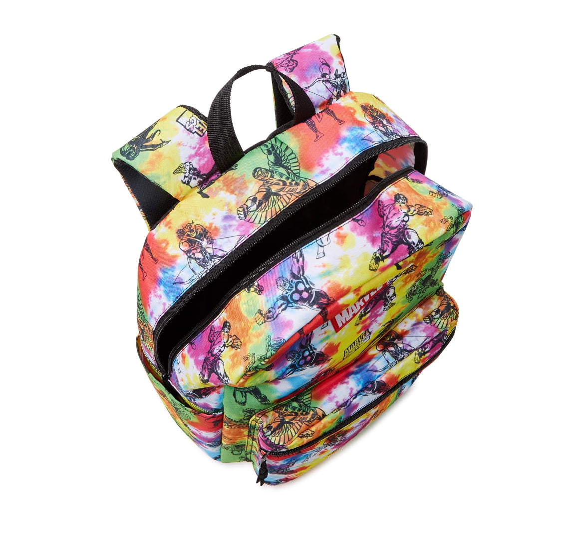 Marvel Comics Superheroes Unisex Printed Backpack Multi-Color Tie Dye