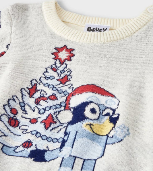 Baby Bluey Christmas Tree 2pc Sweater Top and Bottom Set - Ivory