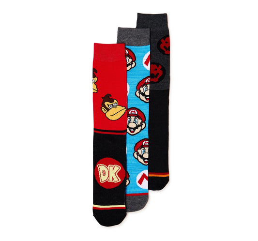 Super Mario 3-Pack Crew Socks Shoe Size 8-12