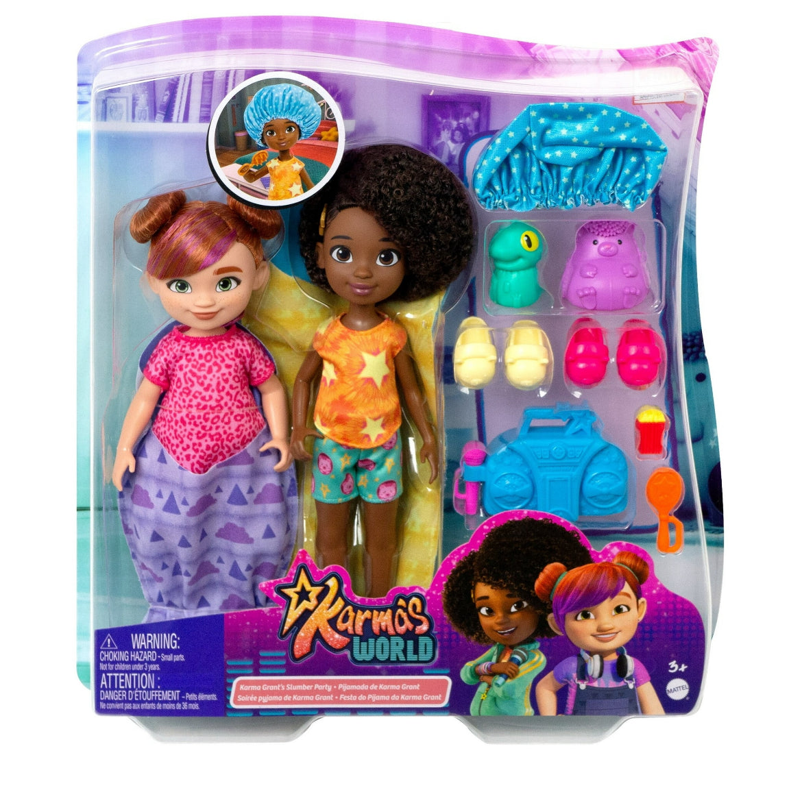 Karma’s World Slumber Party Toy Playset with 2 Dolls & Accessories, 15-Pieces 06429