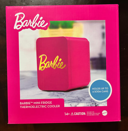 Barbie Hot Pink 6 Can Mini Fridge Thermoelectric Cooler 18681