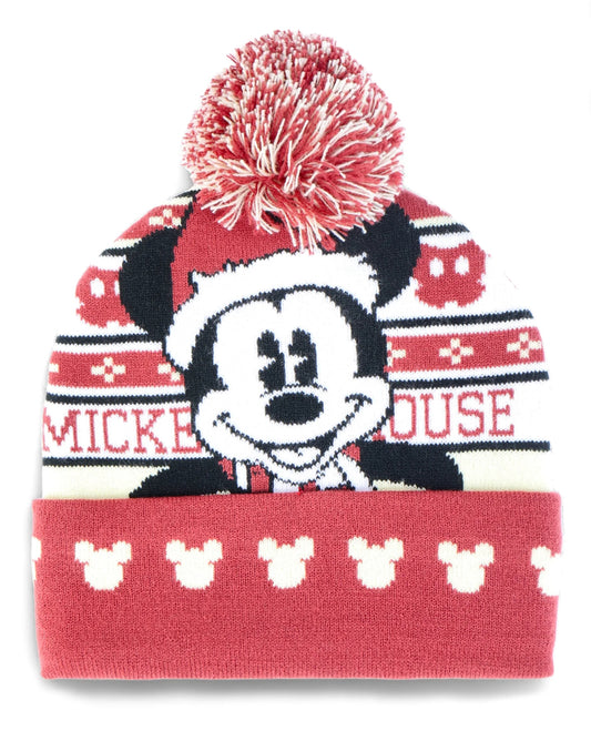 Disney Mickey Mouse Pom Beanie, Red White 33580