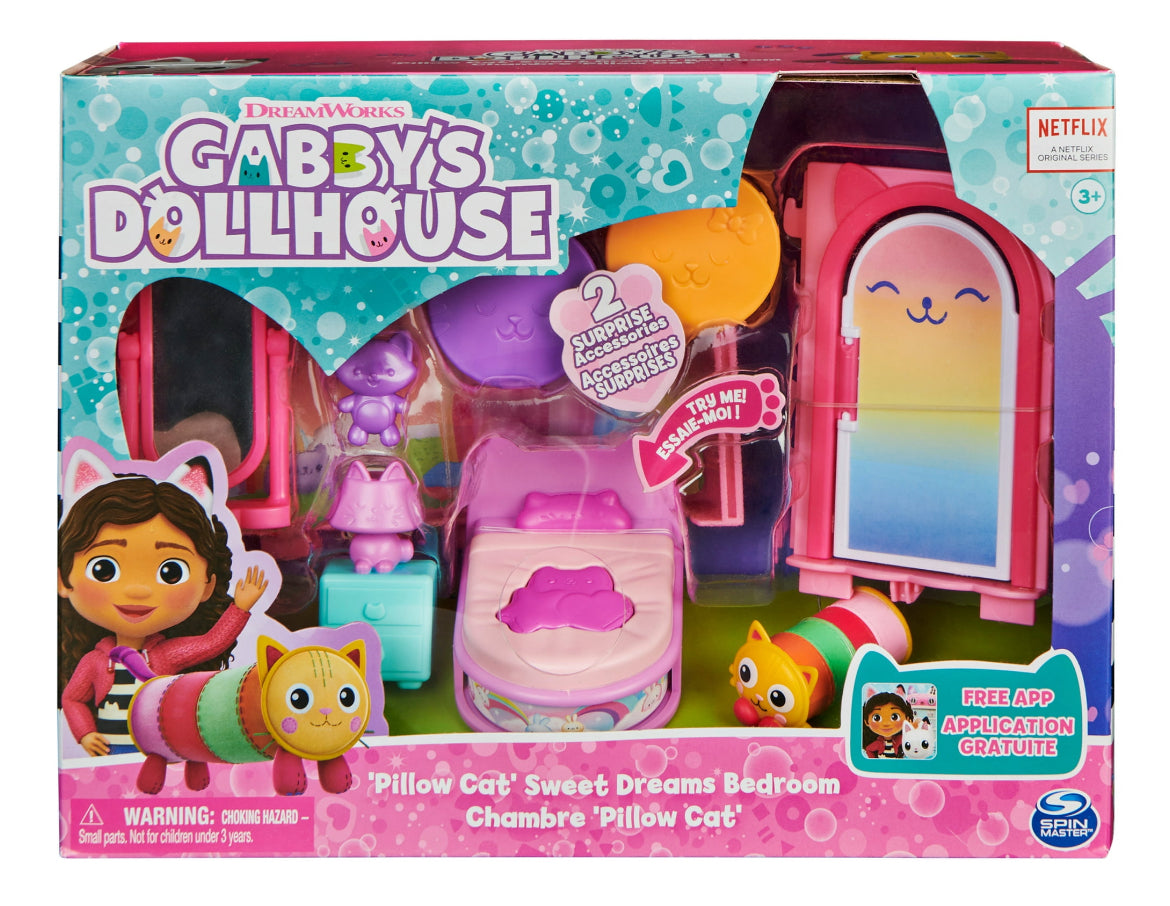 Gabby’s Dollhouse, Pillow Cat’s Sweet Dreams Bedroom Playset with Figure 37407
