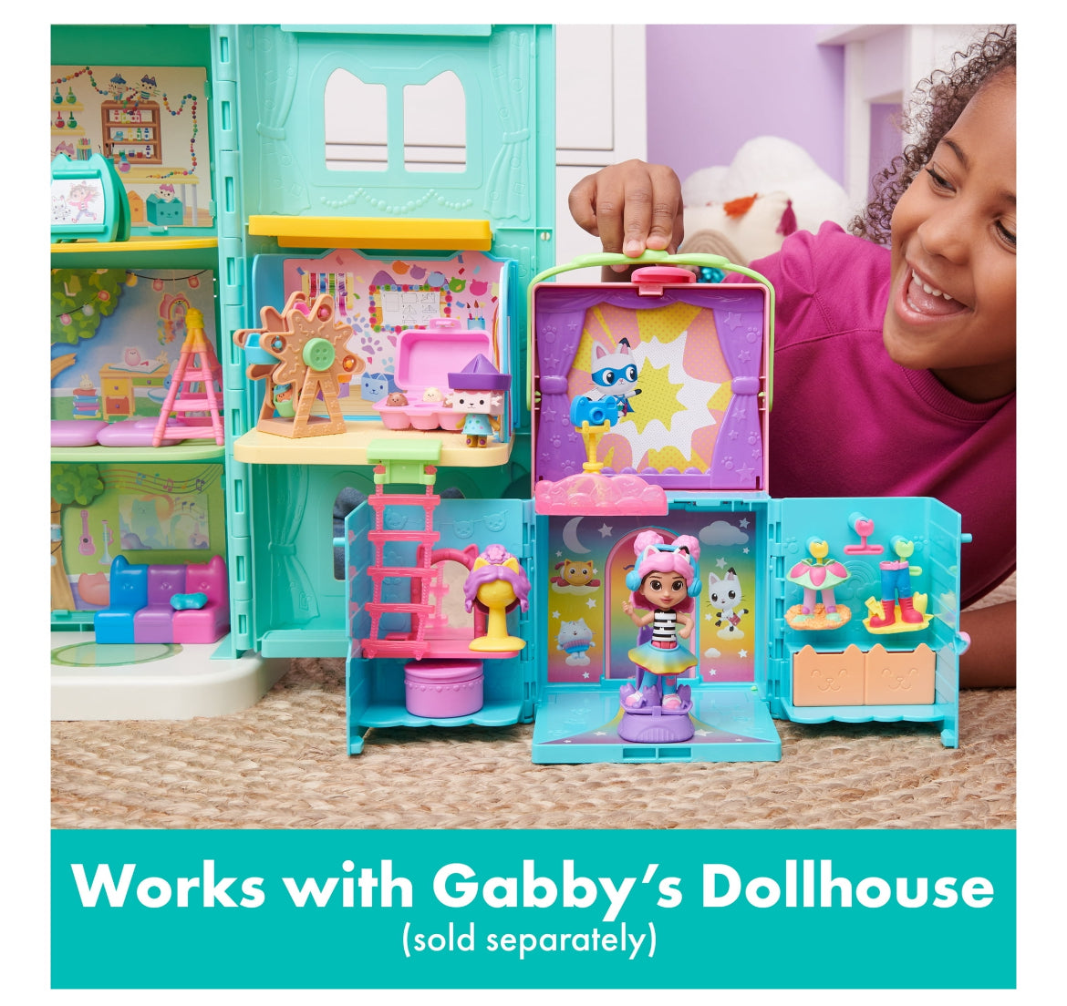 Gabby’s Dollhouse, Rainbow Closet Portable Playset with Doll 38101