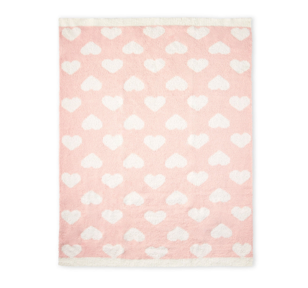 Parents Choice Cable Knit Baby Blanket 30" x 40", Pink and White Hearts 11433