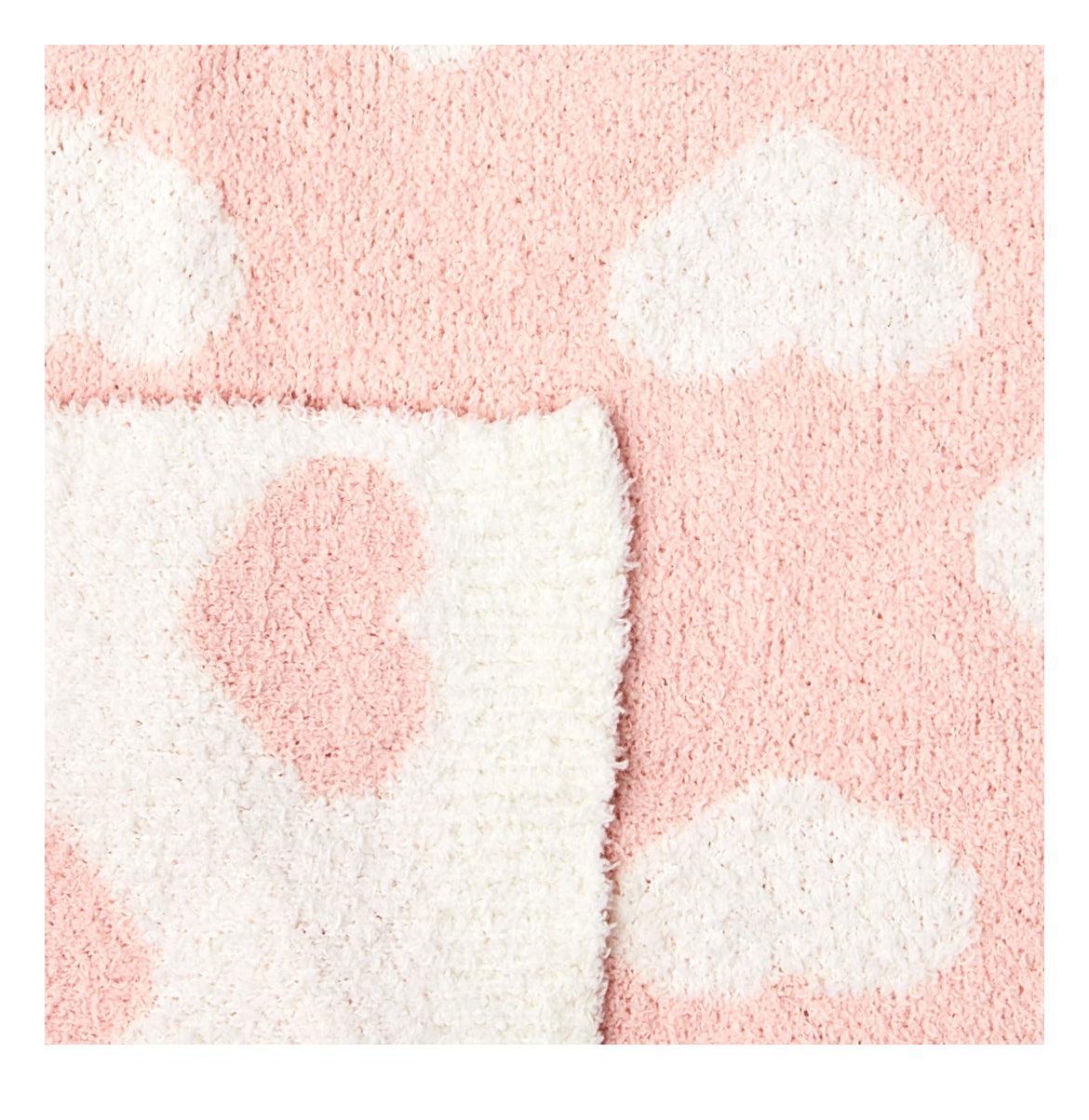 Parents Choice Cable Knit Baby Blanket 30" x 40", Pink and White Hearts 11433