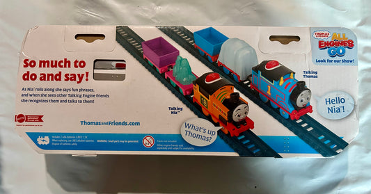 Thomas & Friends Talking Nia Toy Train, Motorized Engine with Phrases & Sounds, 4 Pieces 19462