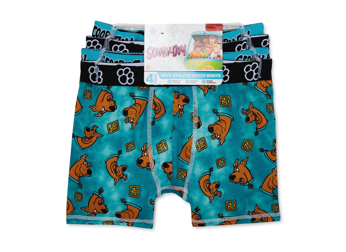 Warner Brothers Boys Scooby Doo Boxer Briefs, 4-Pack