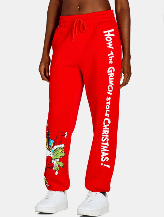 Dr. Seuss Women’s The Grinch Graphic Jogger Pants, 28” Inseam