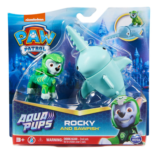 PAW Patrol, Aqua Pups Rocky and Sawfish Action Figures 44680
