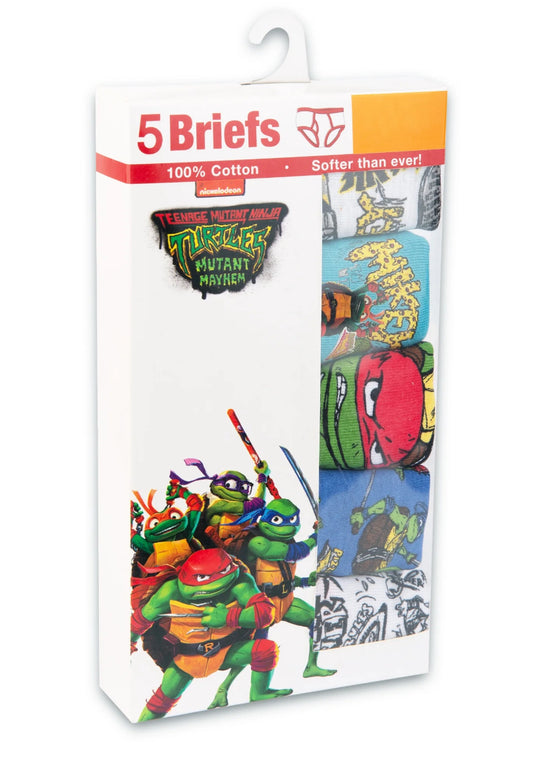 Teenage Mutant Ninja Turtles Boys Cotton Brief Character Underwear, 5-Pack