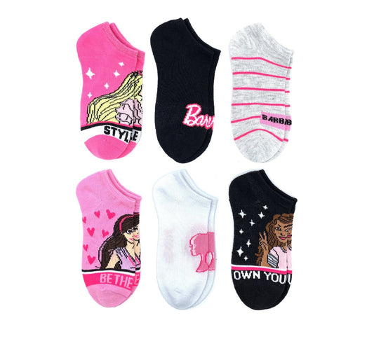 Barbie Girls No-Show Socks, 6-Pack