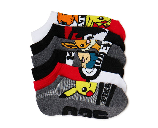 Pokemon, Boys No-Show Socks, 6-Pack