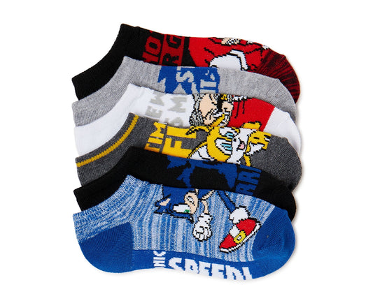 Sonic the Hedgehog, Boys No-Show Socks, 6-Pack