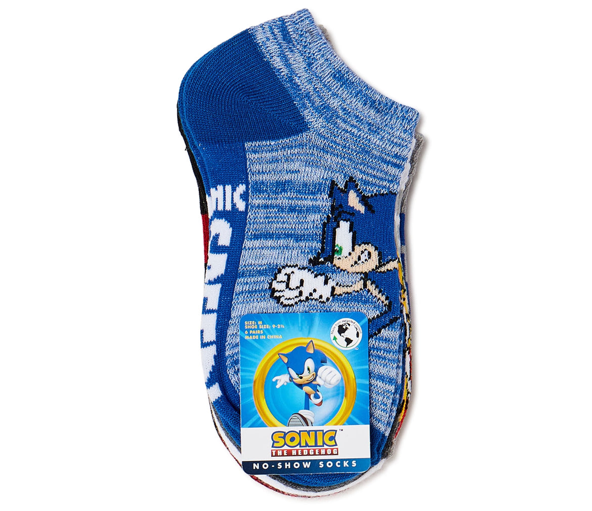 Sonic the Hedgehog, Boys No-Show Socks, 6-Pack