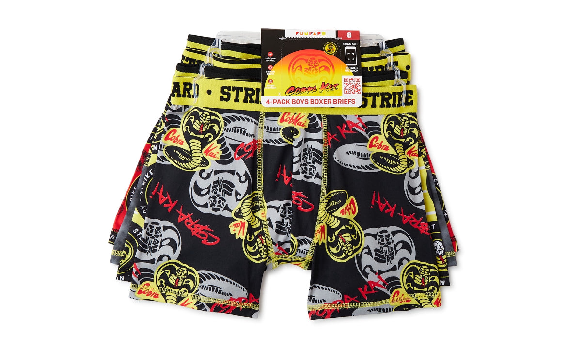 Cobra Kai Boys Boxer Brief Underwear, 4-Pack