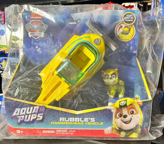 PAW Patrol Aqua Pups, Rubble Transforming Hammerhead Vehicle with Figure 44673