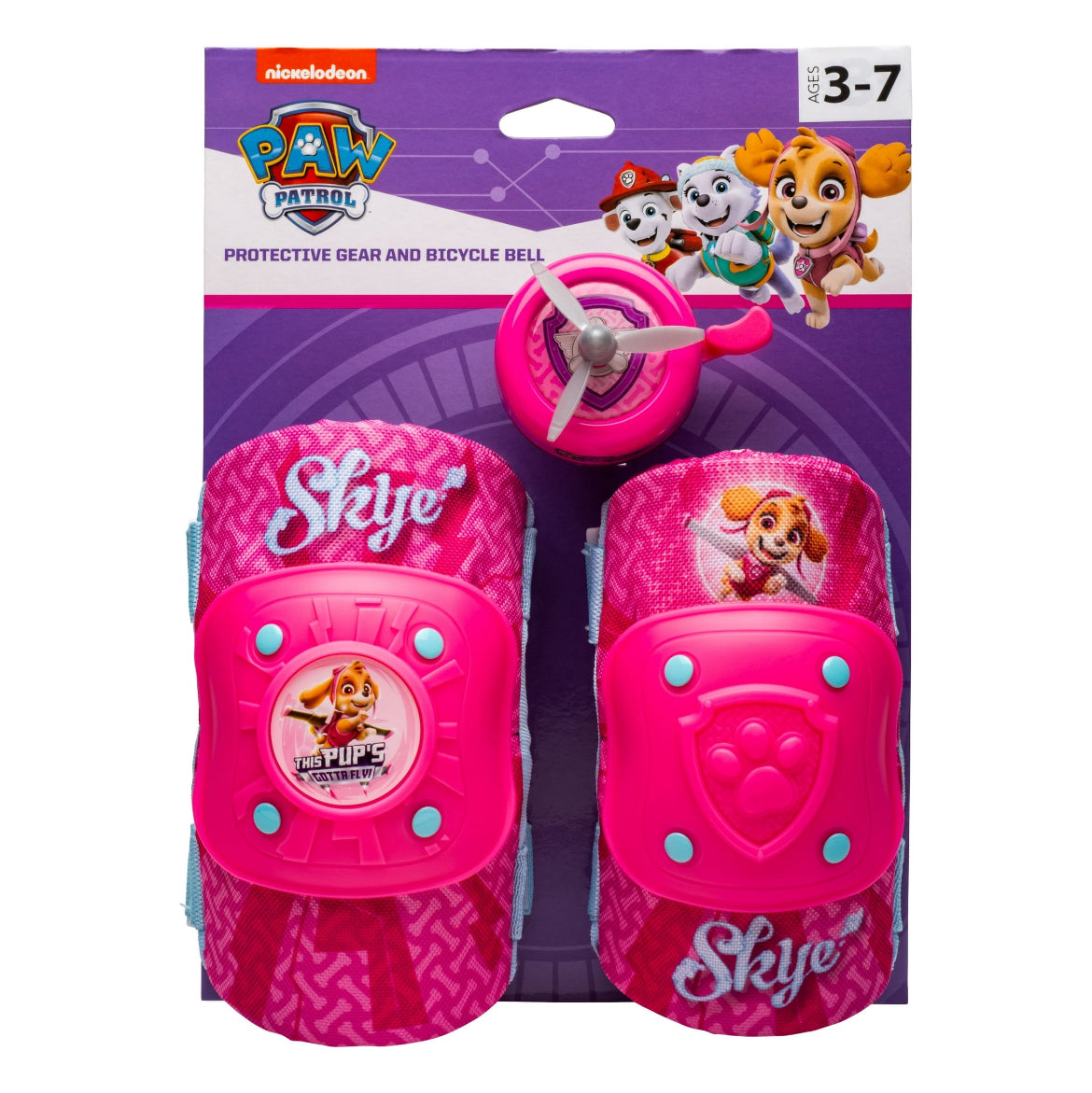 Paw Patrol Skye Elbow & Knee Pad Set with Bike Bell 98401