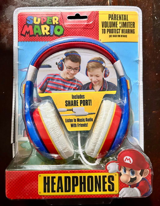 Super Mario Adjustable Kids Headphones Wired 3.5MM Jack 94908