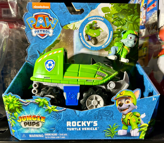 PAW Patrol Jungle Pups, Rocky Turtle Vehicle with Figure 49064