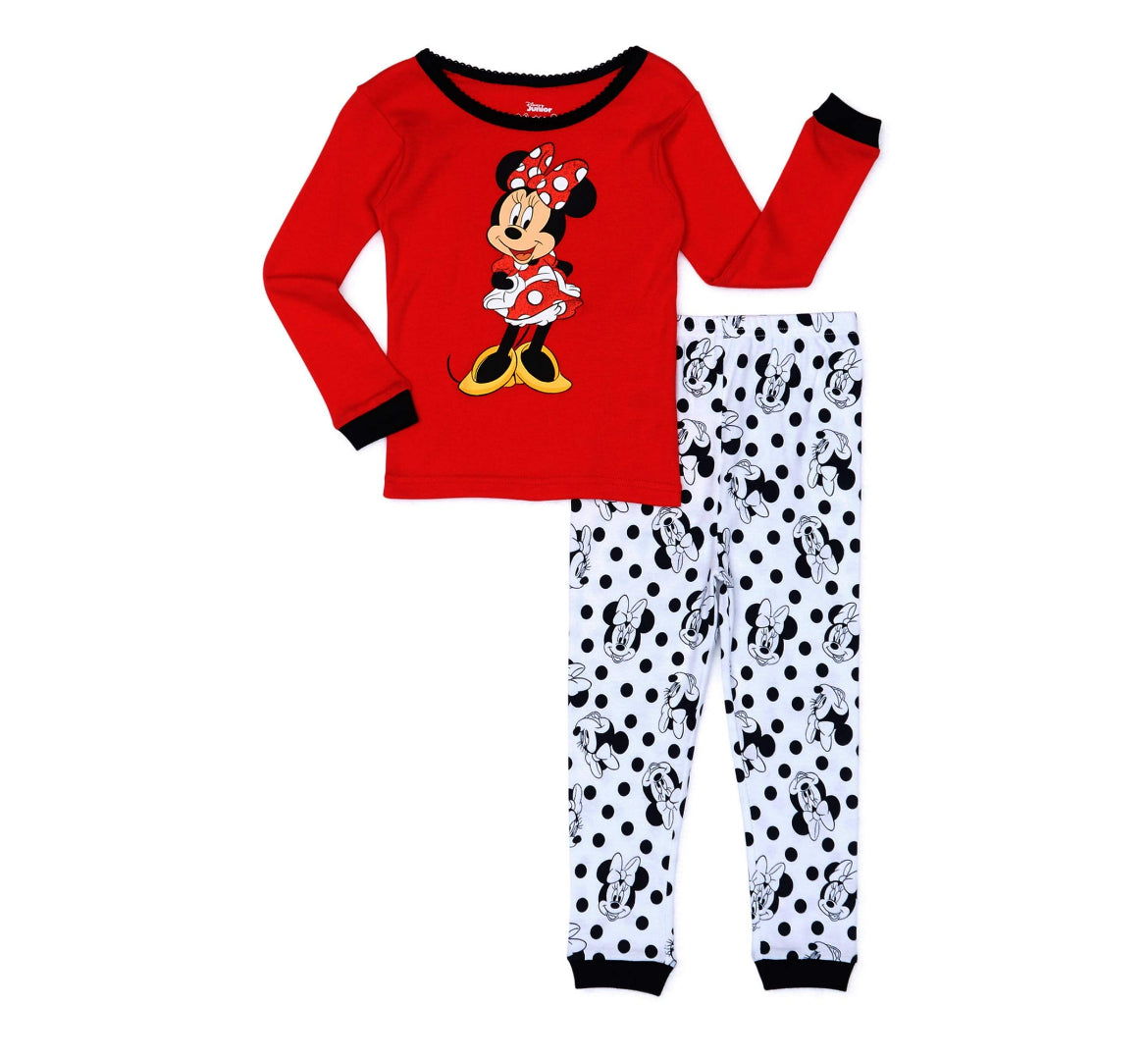 Minnie Toddler Girls Snug Fit Cotton Long Sleeve Pajamas, 2pc Set 80993