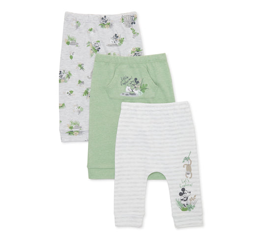 Mickey Mouse Baby Unisex Jogger Pants, 3-Pack