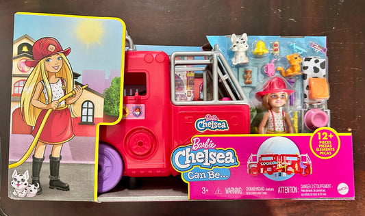 Barbie Chelsea Fire Truck Playset, Chelsea 6” Doll Fold Out Firetruck 01242